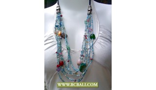 Blue Layered Beading Necklaces